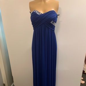 Women junior blue strapless maxi dress size (S) sleeveless zipper back